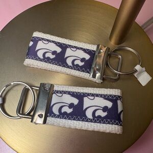 K-State Purple and White Key Chain. Set of two.